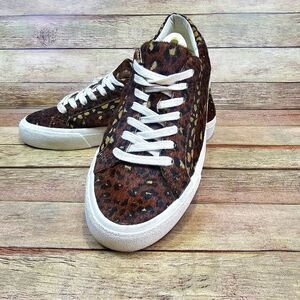 Madewell Sidewalk Low-Top Sneakers in Painted Leopard Calf Hair Size 7M